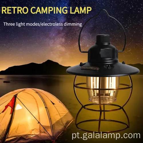 Lâmpada de acampamento de LED à prova d'água com carregamento USB